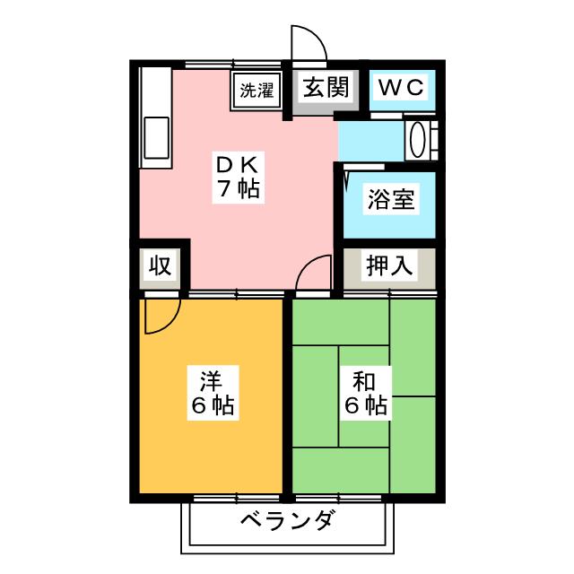 兎河原ハイツの間取り