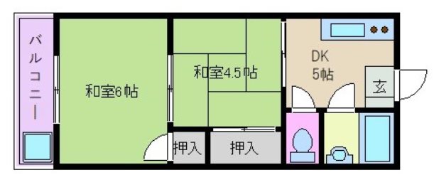 京都市左京区修学院中林町のマンションの間取り