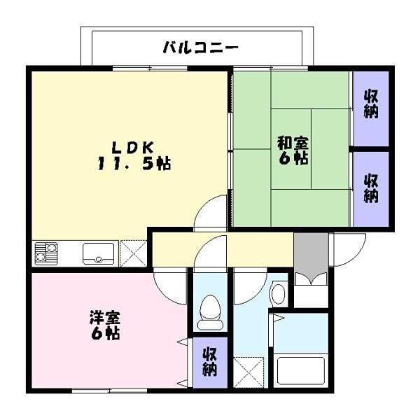 姫路市東山のアパートの間取り