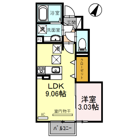 姫路市大津区天満のアパートの間取り