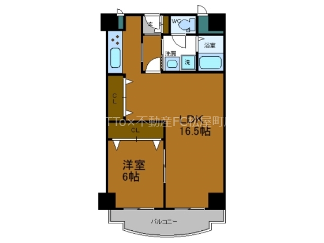 大阪市中央区東高麗橋のマンションの間取り