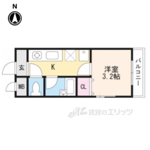 京田辺市薪小山のマンションの間取り