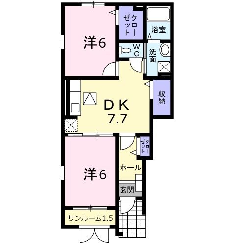 北蒲原郡聖籠町大字次第浜のアパートの間取り