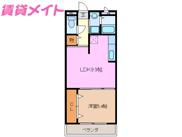 鈴鹿市道伯のマンションの間取り