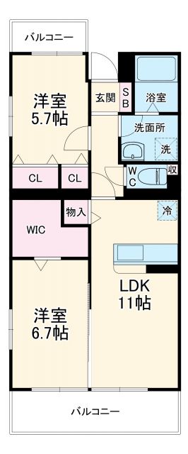 静岡市駿河区中原のマンションの間取り