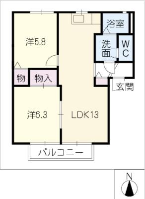 コテージ池安Ｂの間取り