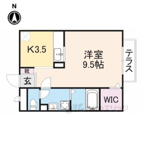 【天理市西井戸堂町のアパートの間取り】