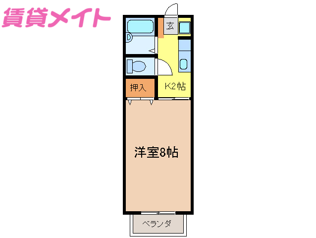 津市高茶屋小森町のアパートの間取り