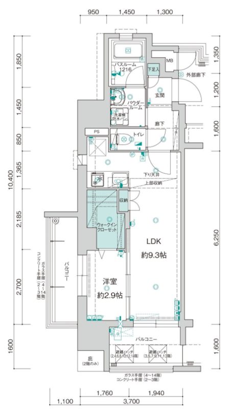 福岡市中央区白金のマンションの間取り