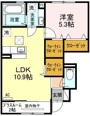 鹿児島市中山町のアパートの間取り