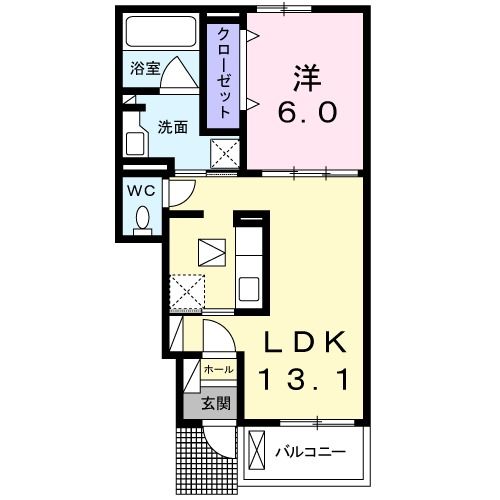 福島市飯坂町平野のアパートの間取り