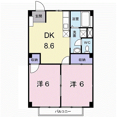 岡山市中区土田のアパートの間取り