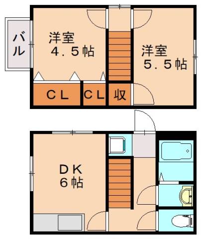 潤野メゾネットの間取り