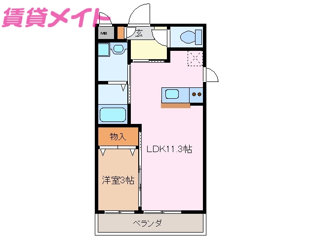 伊勢市船江のマンションの間取り