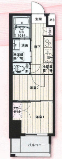 福岡市博多区堅粕のマンションの間取り