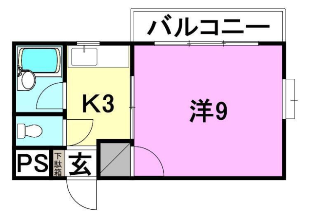 松山市立花のマンションの間取り