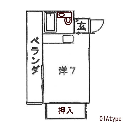 京都市左京区岩倉中大鷺町のマンションの間取り