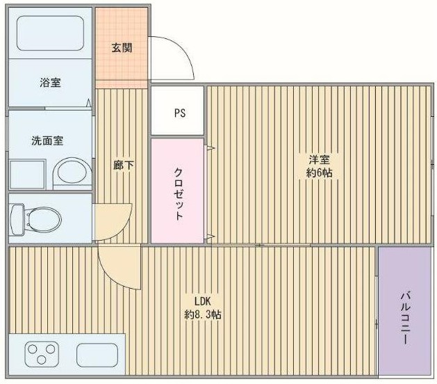 姫路市飾磨区城南町のアパートの間取り