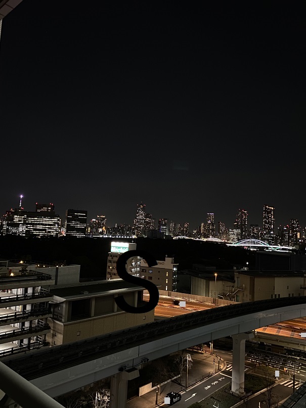 眺望　１２階東向きバルコニー眺望。浜離宮庭園側向き。夜景綺麗です。