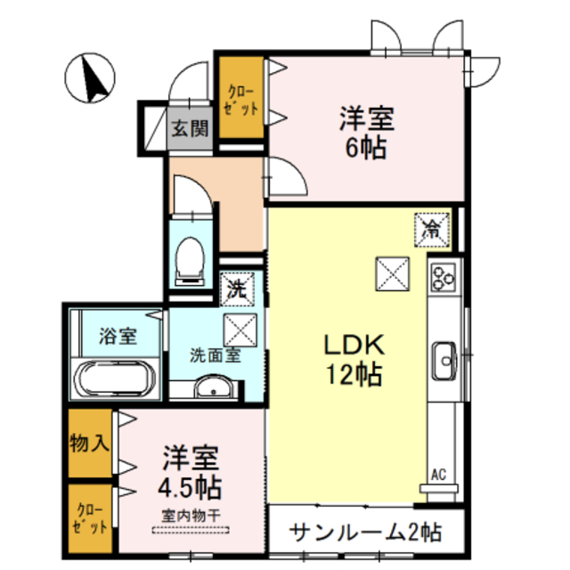 D-roomシャルム　B棟の間取り