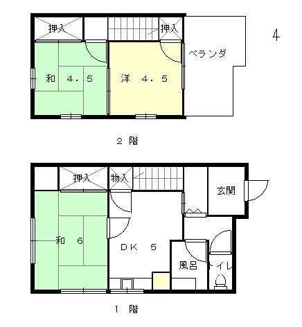 西夢前台3DK一戸建ての間取り