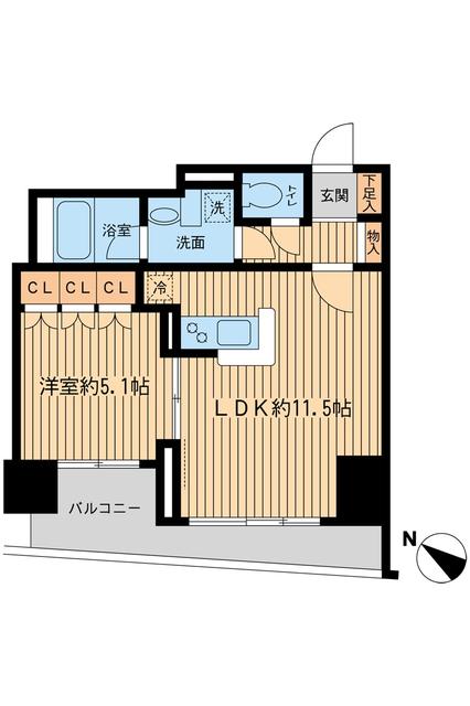 東京都中央区日本橋富沢町（マンション）の賃貸物件の間取り