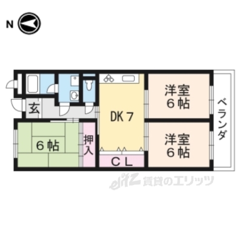 湖南市石部西のアパートの間取り