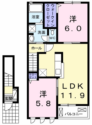 土佐市蓮池のアパートの間取り