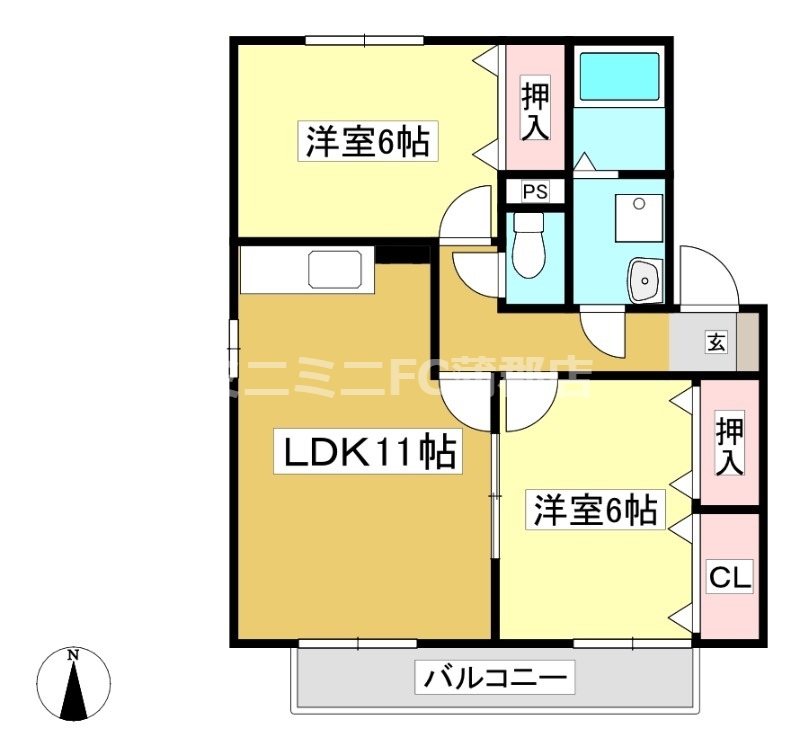 フロイデンハイムＢの間取り