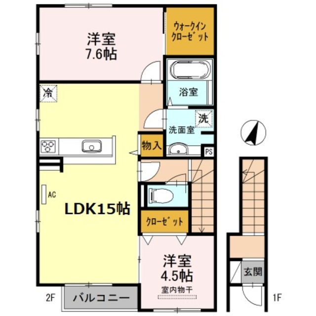 伊丹市中野西のアパートの間取り