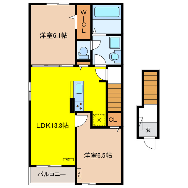 大垣市昼飯町のアパートの間取り