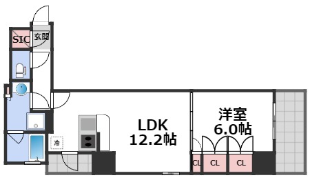 コンフォリア・リヴ心斎橋鰻谷Qの間取り