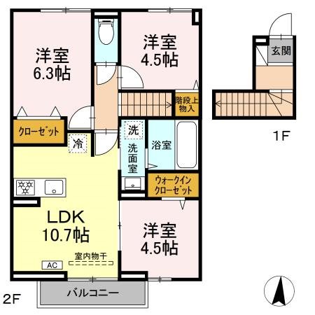 相模原市緑区原宿南のアパートの間取り