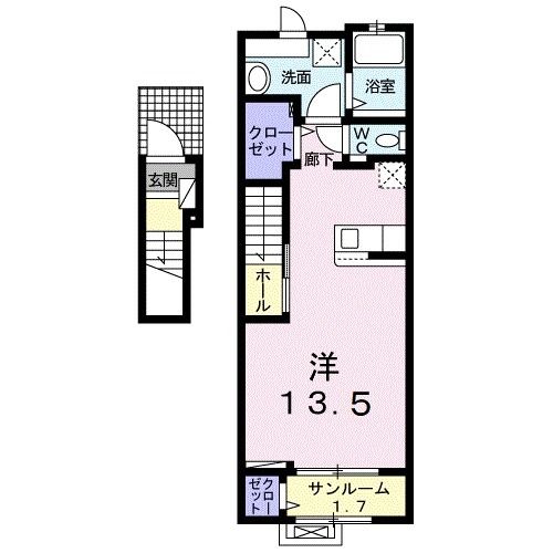 土浦市上高津のアパートの間取り