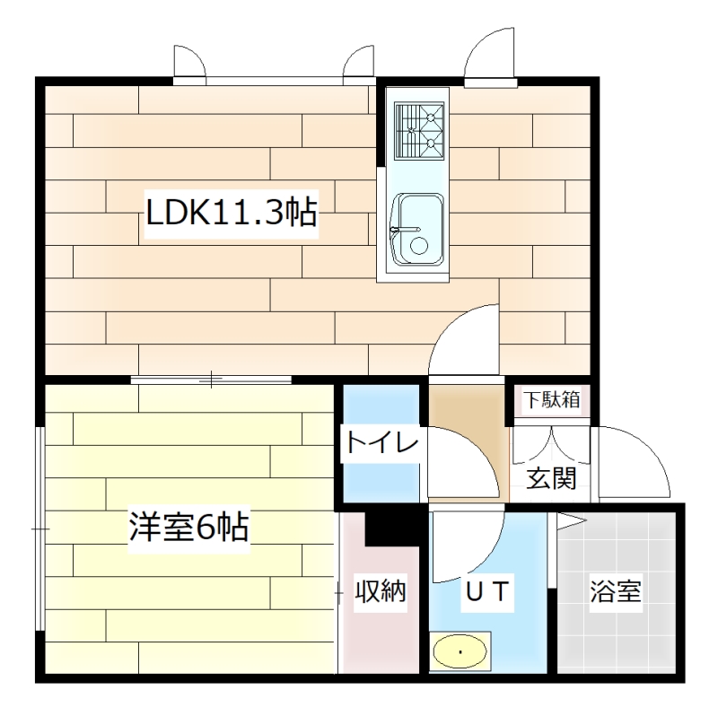 岩見沢市七条東のアパートの間取り