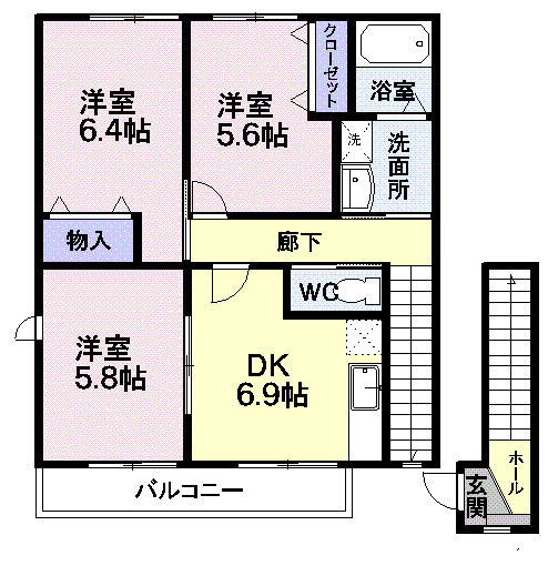 シャンブル・アロリCの間取り