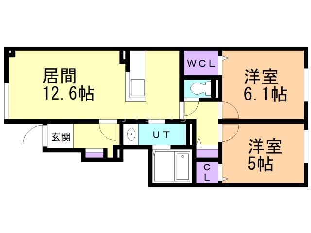 名寄市西十一条南のアパートの間取り