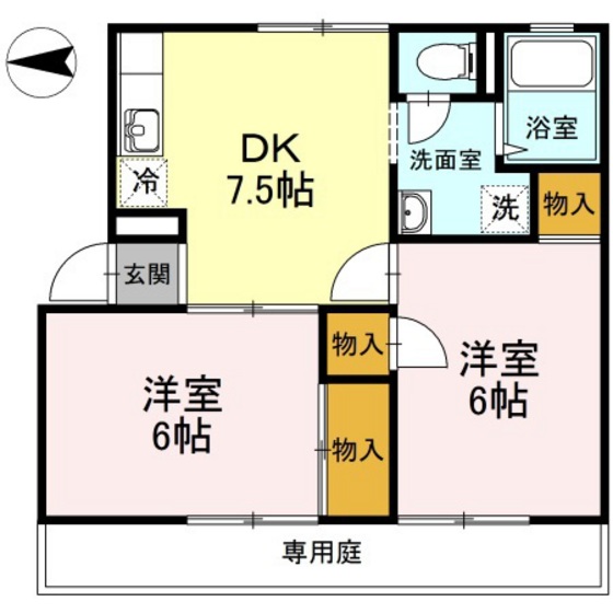 岡山市北区平野のアパートの間取り