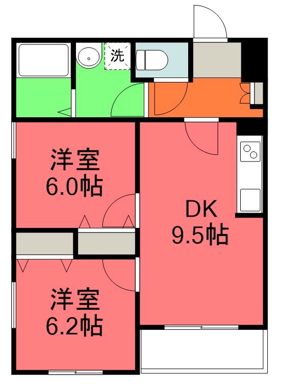 仙台市若林区なないろの里のマンションの間取り