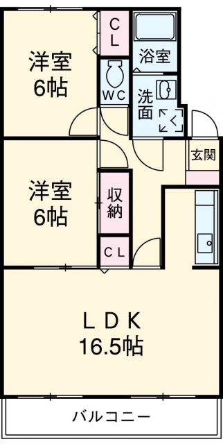 岡崎市東大友町のマンションの間取り