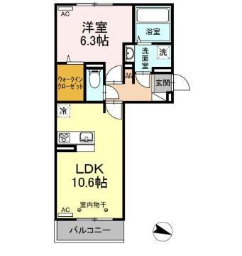 【岡山市中区平井のアパートの間取り】