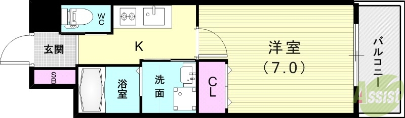 西宮市笠屋町のマンションの間取り