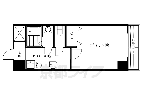 京都市中京区雁金町のマンションの間取り