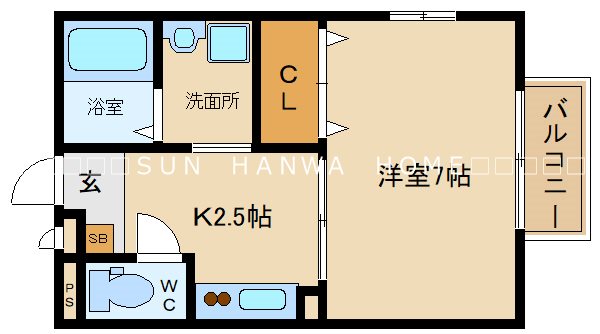 八尾市山本町北のアパートの間取り