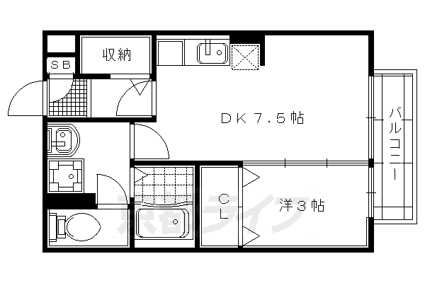 京都市右京区常盤出口町のアパートの間取り