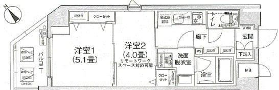 荒川区東尾久のマンションの間取り