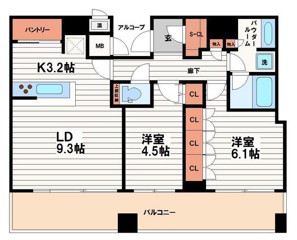 大阪市中央区北浜東のマンションの間取り