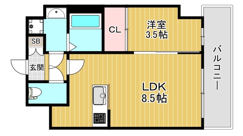 大阪市生野区新今里のマンションの間取り