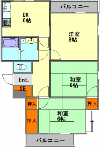 広島市中区舟入南のマンションの間取り