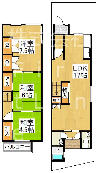 竹鼻扇町47-35貸家の間取り写真